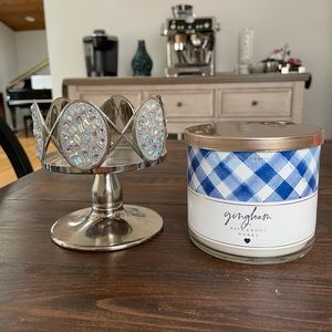 BATH AND BODY WORKS CANDLE AND HOLDER